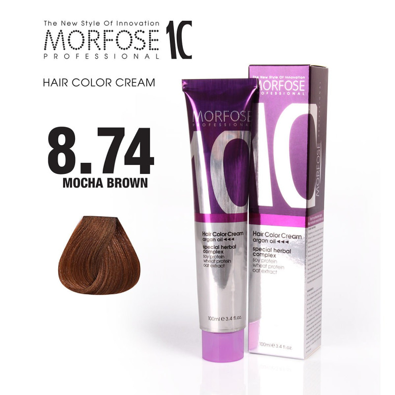 Morfose 10 Hair Color 8.74 - Mocha Brown - 100 ml